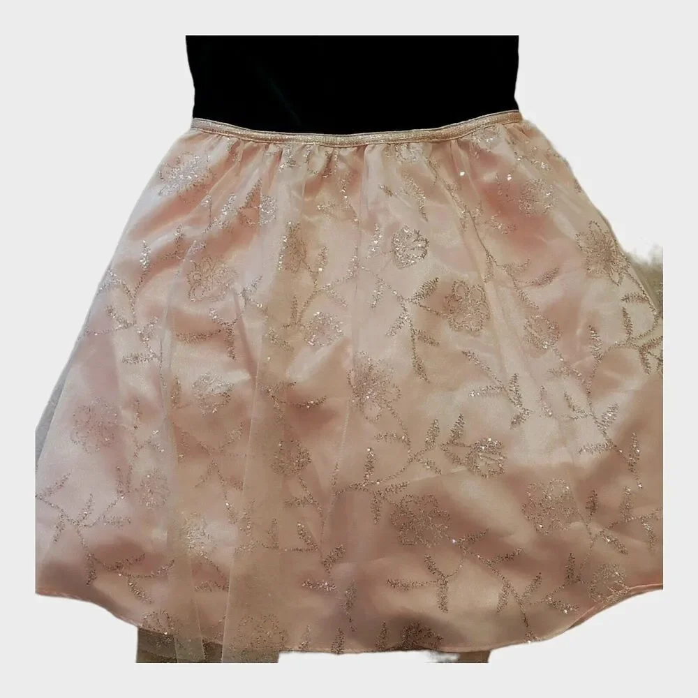 Jona Michelle Girl's Size 6 Dress Party Black Velour Bodice‎ Peach Satin